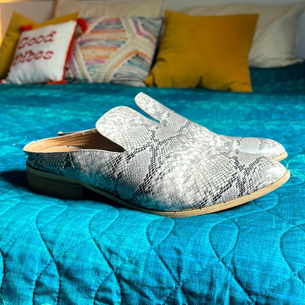 Snake skin mules